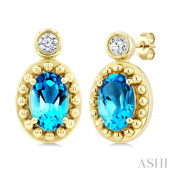 Bead Bijoux Oval Shape Gemstone & Diamond Earrings