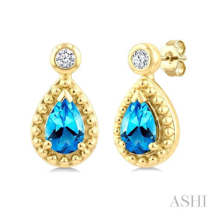 Bead Bijoux Pear Shape Gemstone & Diamond Earrings