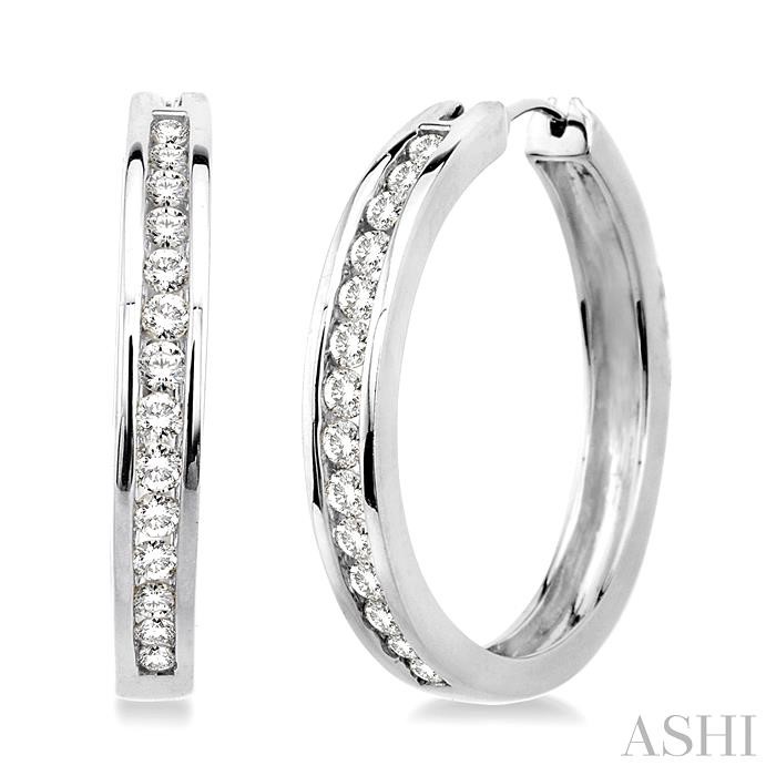 CHANNEL SET DIAMOND HOOP EARRINGS