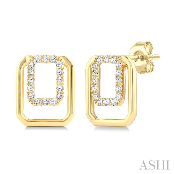 Emerald Shape Petite Diamond Fashion Earrings