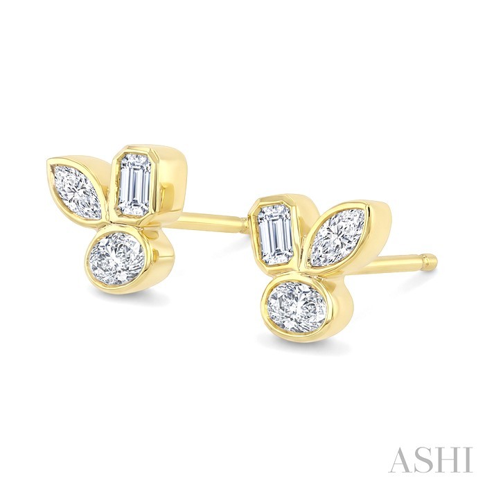 Mixed Shape Bezel Diamond Fashion Earrings