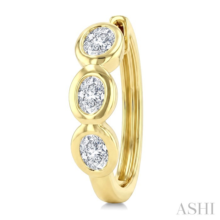 Oval Shape Bezel Diamond Huggie Earrings