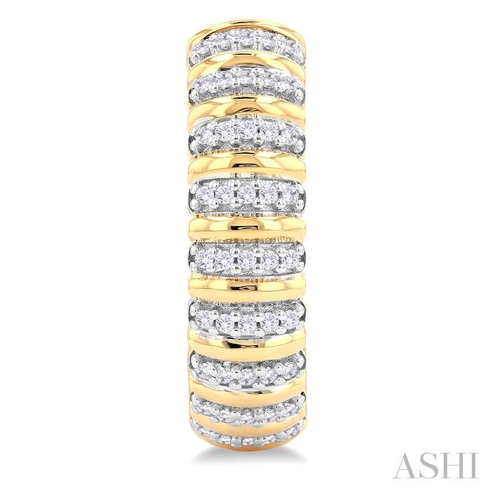 Ribbed Diamond Half Hoop Earrings