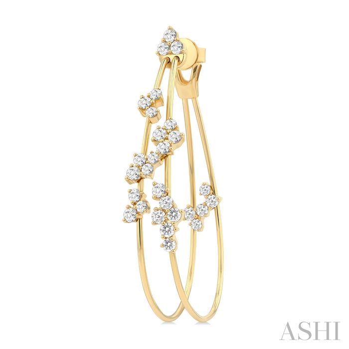 Double Row Diamond Fashion Hoop Earrings