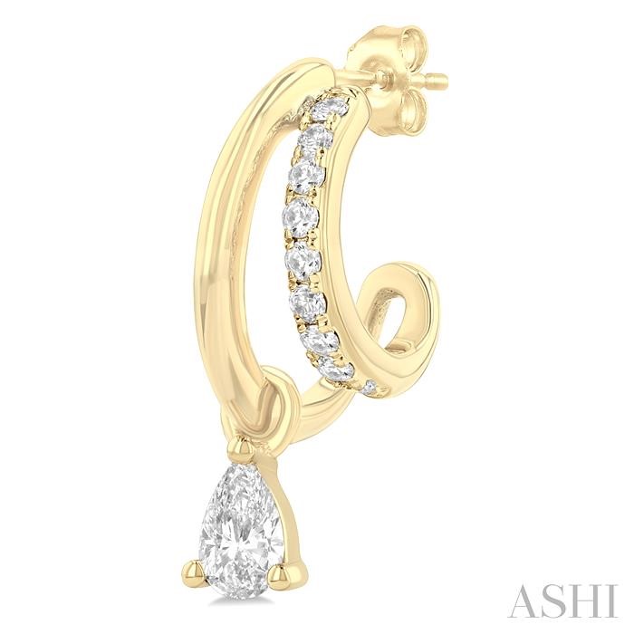 Pear Shape Diamond Half Hoop Earrings