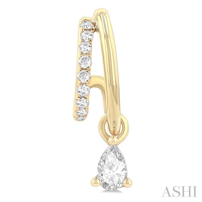 Pear Shape Diamond Half Hoop Earrings