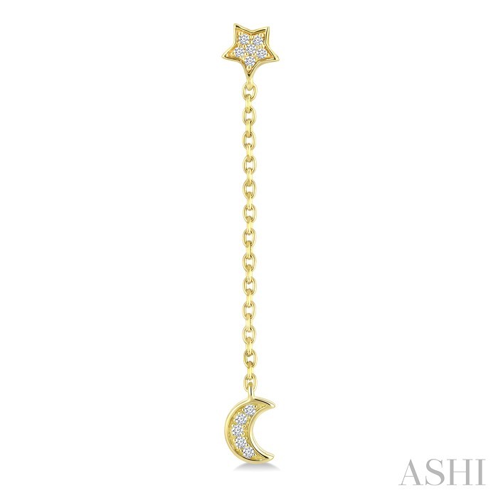 Star & Moon Diamond Fashion Chain Earrings