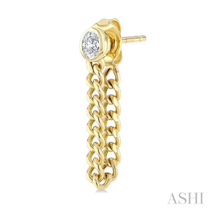 Oval Shape Curb Bezel Diamond Fashion Earrings