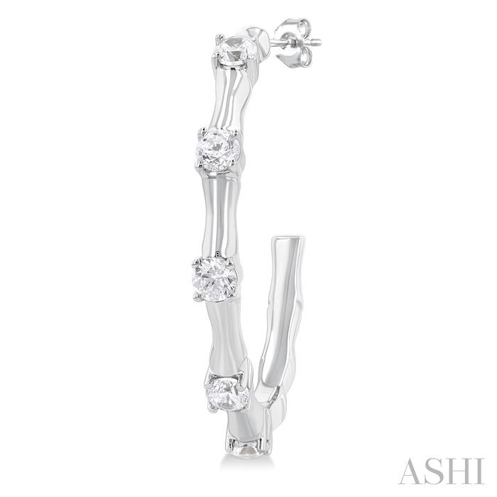 Diamond Fashion Bamboo Half Hoop Earrings