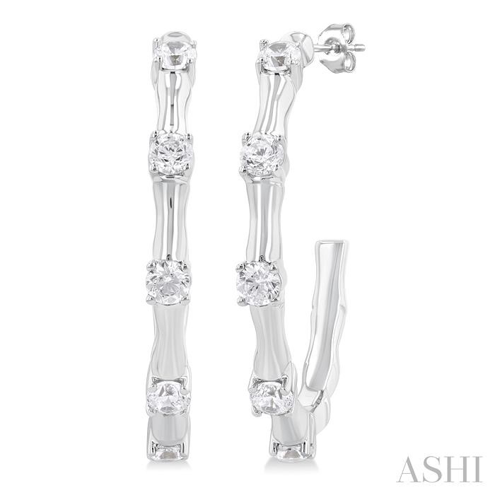 Diamond Fashion Bamboo Half Hoop Earrings