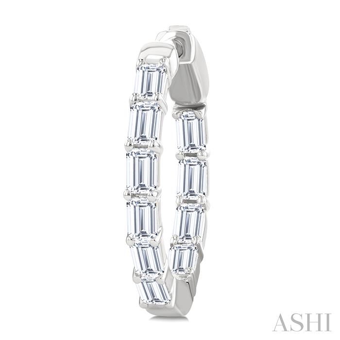 Emerald Shape Inside-Out Diamond Fashion Hoop Earrings