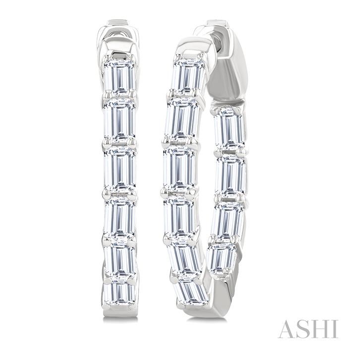 Emerald Shape Inside-Out Diamond Fashion Hoop Earrings