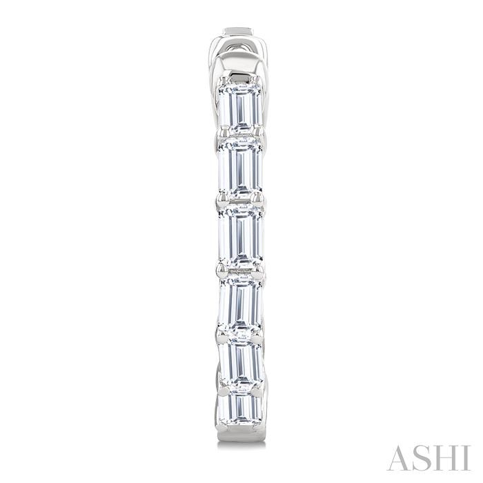 Emerald Shape Inside-Out Diamond Fashion Hoop Earrings
