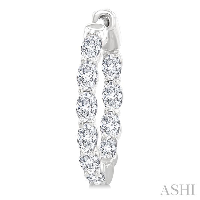 Oval Shape Inside-Out Diamond Fashion Hoop Earrings