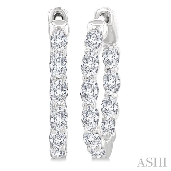 Oval Shape Inside-Out Diamond Fashion Hoop Earrings