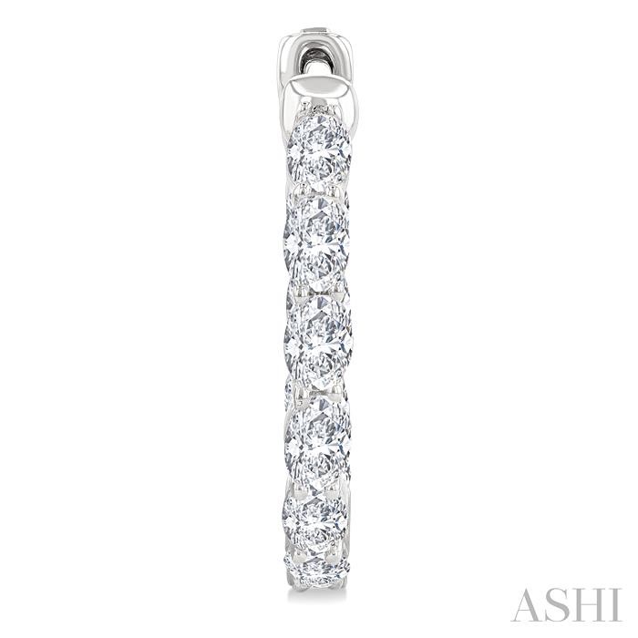 Oval Shape Inside-Out Diamond Fashion Hoop Earrings