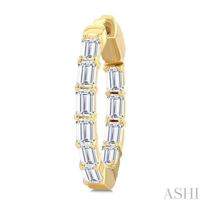 Emerald Shape Inside-Out Diamond Fashion Hoop Earrings