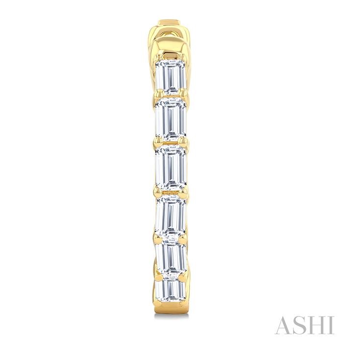 Emerald Shape Inside-Out Diamond Fashion Hoop Earrings