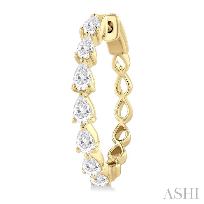 Pear Shape North-South Diamond Fashion Hoop Earrings