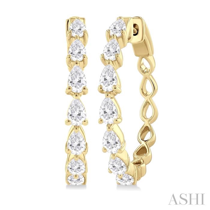 Pear Shape North-South Diamond Fashion Hoop Earrings