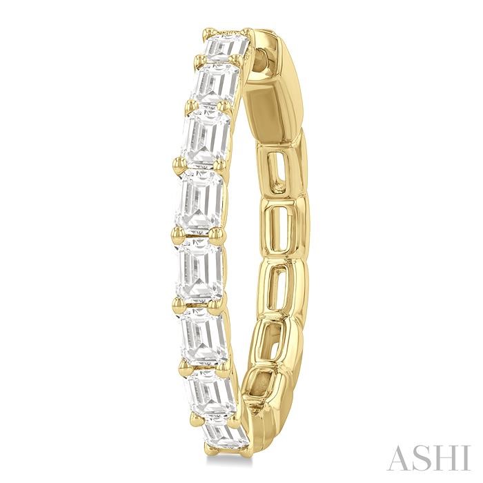 Emerald Shape North-South Diamond Fashion Hoop Earrings