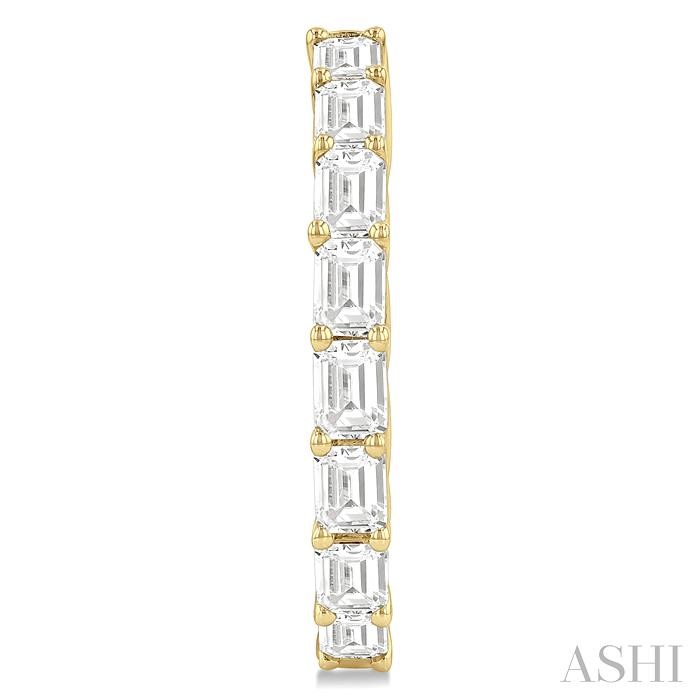 Emerald Shape North-South Diamond Fashion Hoop Earrings