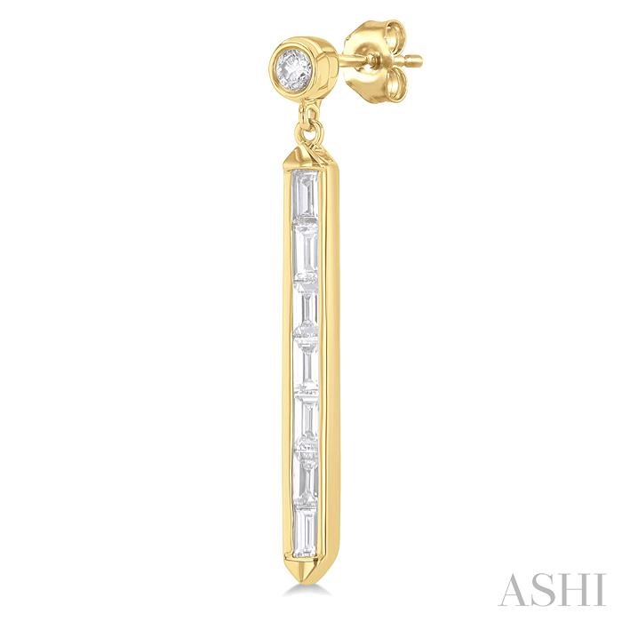 Vertical Bar Baguette Diamond Fashion Long Earrings