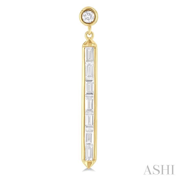 Vertical Bar Baguette Diamond Fashion Long Earrings