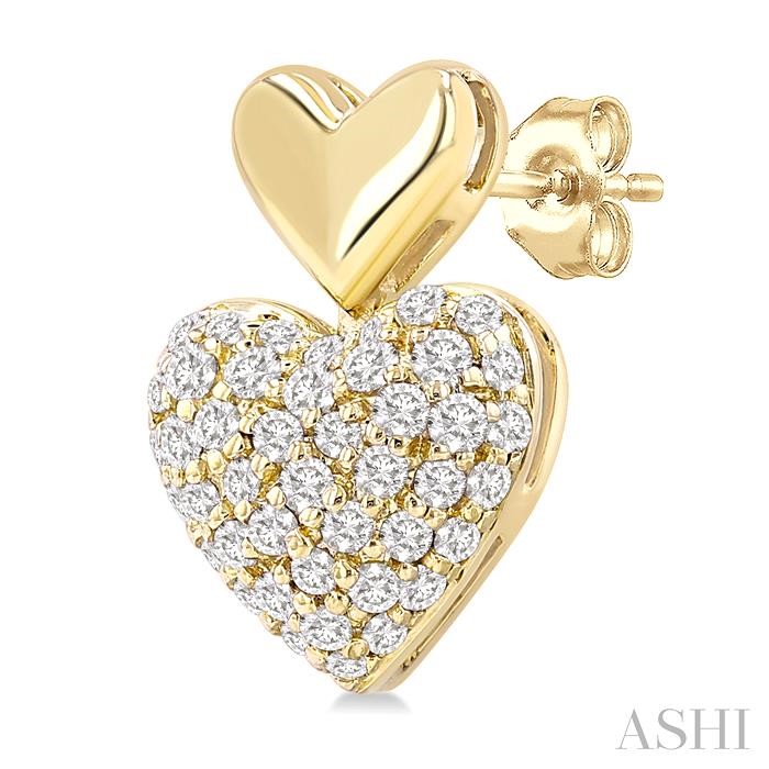 Pave-Set Heart Shape Diamond Fashion Earrings