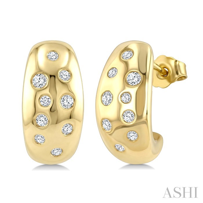 Mosaic Diamond Dome Half Hoop Earrings