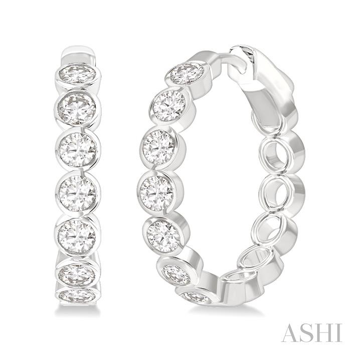 Round Shape Bezel Set Diamond Fashion Hoop Earrings