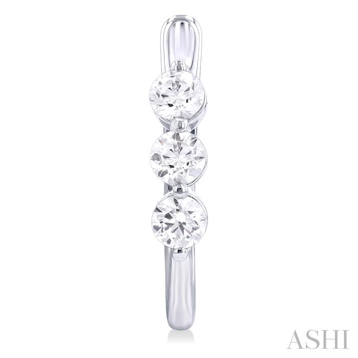 3 Stone Diamond Hoop Earrings