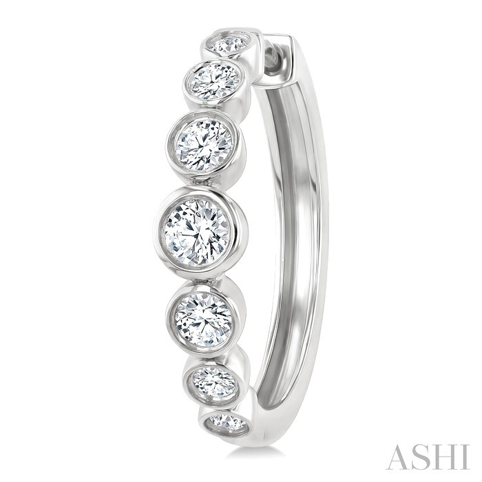 Graduated Bezel Set Diamond Fashion Hoop Earrings