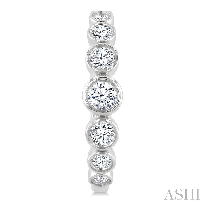 Graduated Bezel Set Diamond Fashion Hoop Earrings