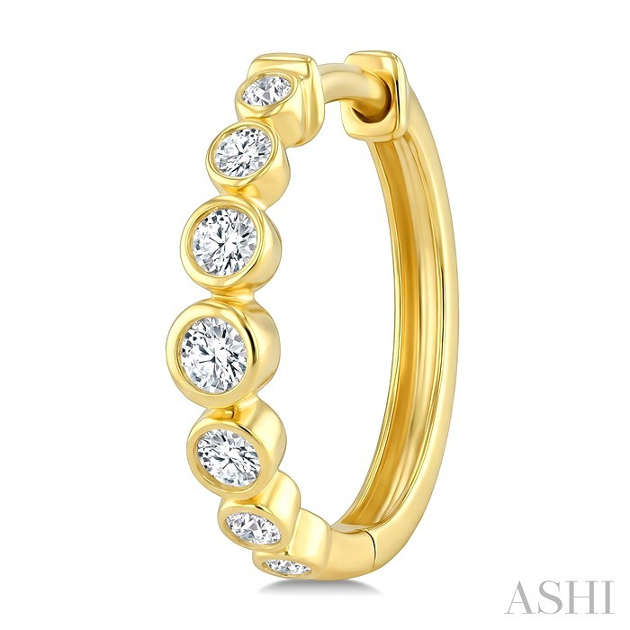 Graduated Bezel Set Diamond Fashion Hoop Earrings