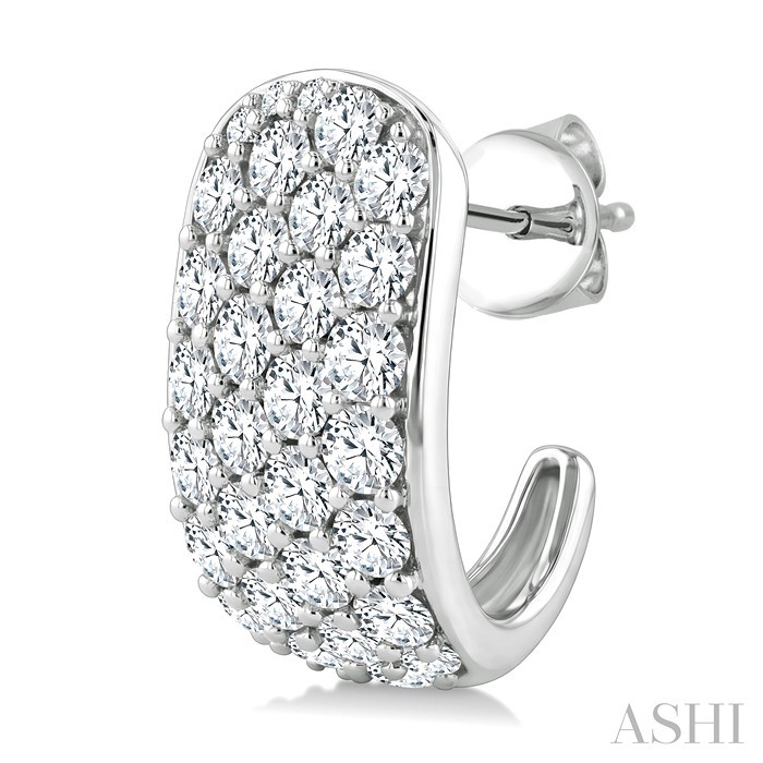 4 Row Diamond Fashion Pave Half Hoop Earrings