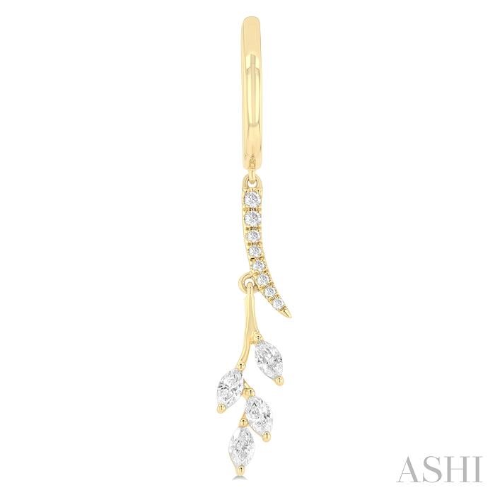 Diamond Leaf Hoop Earrings
