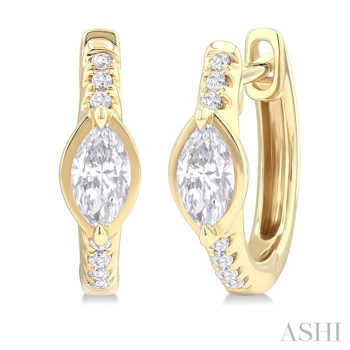 Marquise Shape Diamond Huggie Fashion Earrings