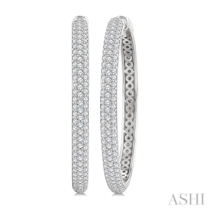 Pave Set Diamond Fashion Hoop Earrings