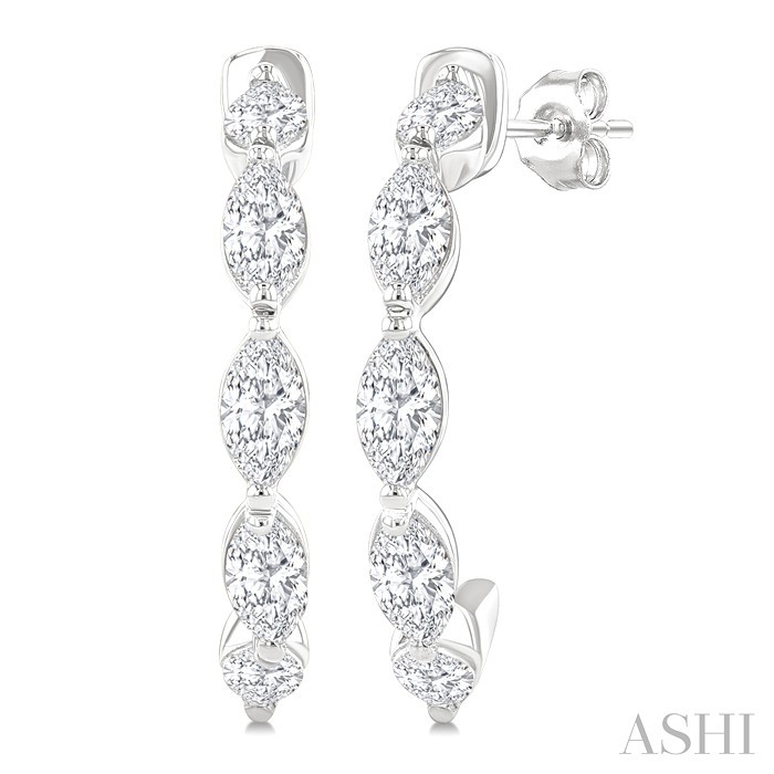 Marquise Shape Diamond Fashion Half Hoop Earrings