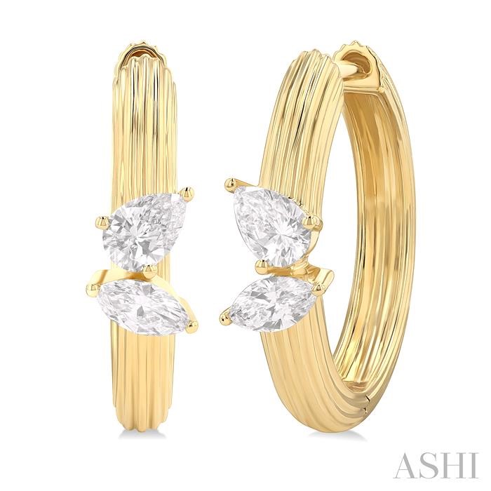 Ribbed Diamond Fashion Hoop Earrings