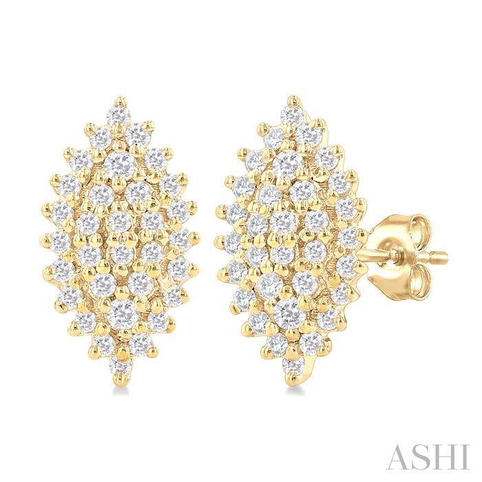Marquise Shape Petite Cluster Diamond Fashion Earrings