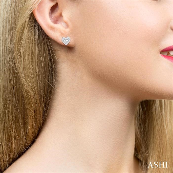 Heart Shape Bezel Set Petite Fusion Diamond Fashion Earrings