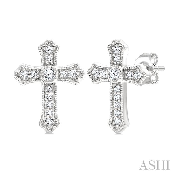 Cross Petite Diamond Fashion Earrings
