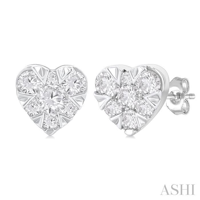 Heart Shape Lovebright Petite Diamond Stud Earrings