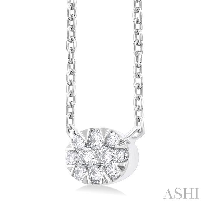 Oval Shape East-West Lovebright Petite Diamond Fashion Pendant