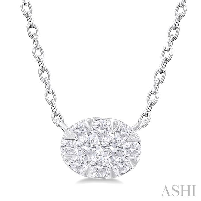 Oval Shape East-West Lovebright Petite Diamond Fashion Pendant