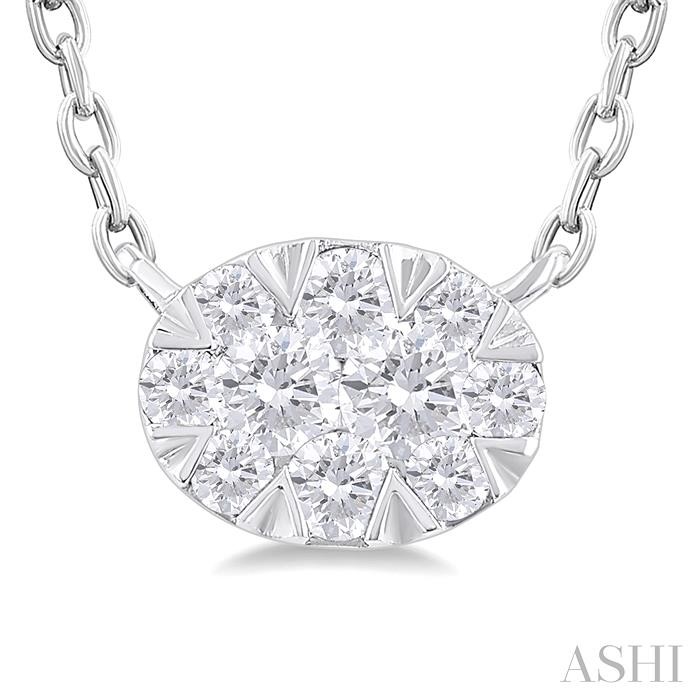 Oval Shape East-West Lovebright Petite Diamond Fashion Pendant