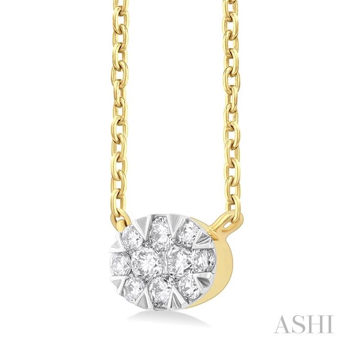 Oval Shape East-West Lovebright Petite Diamond Fashion Pendant