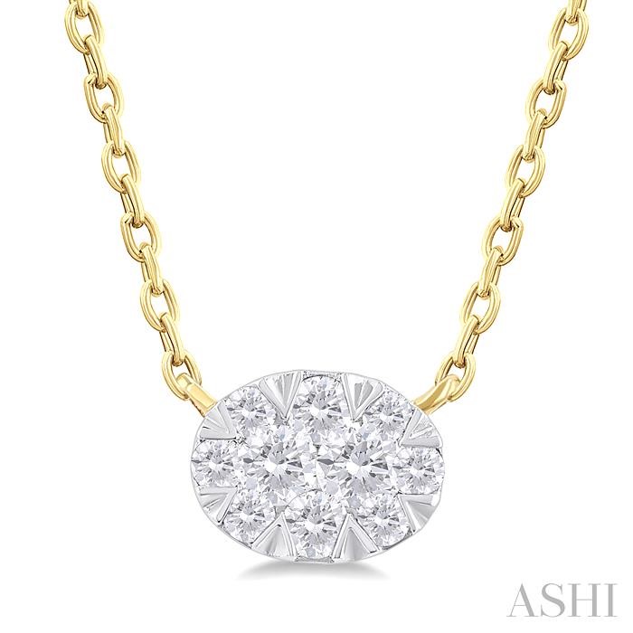 Oval Shape East-West Lovebright Petite Diamond Fashion Pendant